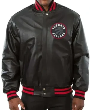 Toronto Raptors Black Leather Varsity Jacket