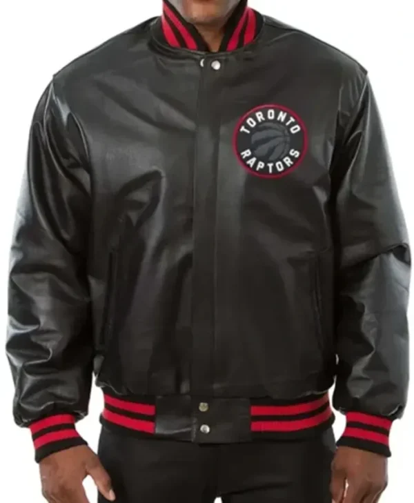 Toronto Raptors Black Leather Varsity Jacket