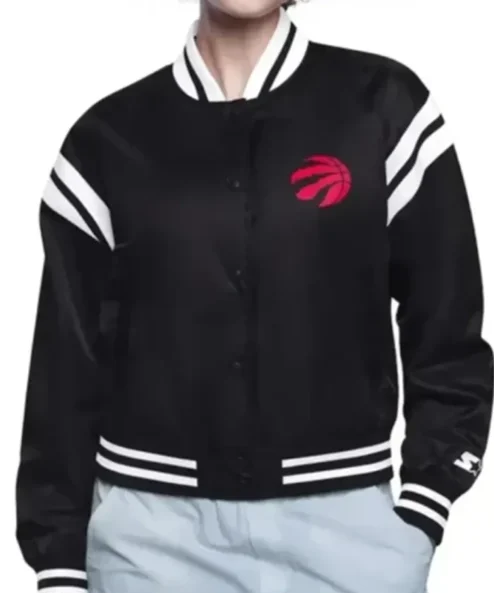 Toronto Raptors Printed Logo Black Varsity Jacket