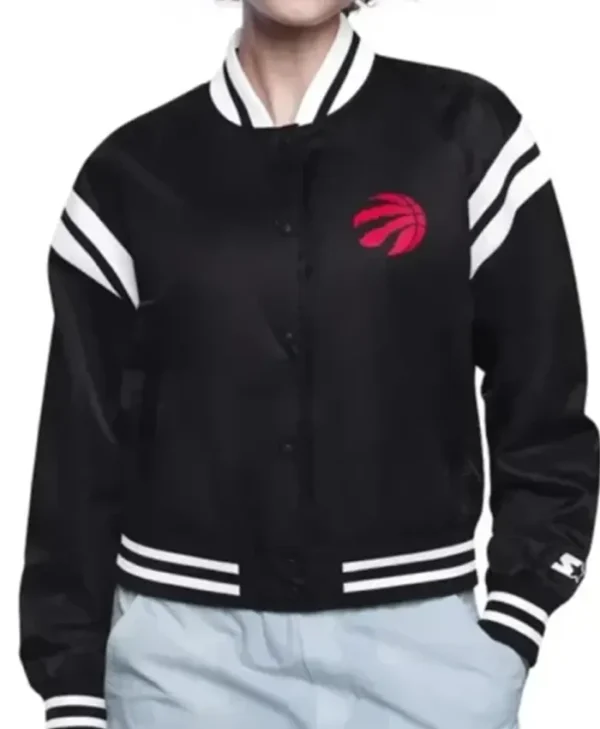 Toronto Raptors Printed Logo Black Varsity Jacket