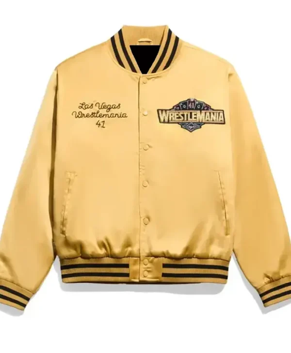 WWE WrestleMania 41 Gold Varsity Jacket
