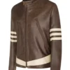 X Men 1 Wolverine Cream Stripes Leather Jacket