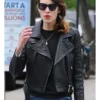 Alexa Chung Black Biker Leather Jacket