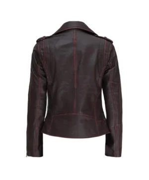 Women’s Asymmetrical Biker Brown Leather Jacket