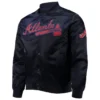 Baseball Team Atlanta Braves Full-Snap Navy Satin Wordmark Jacket