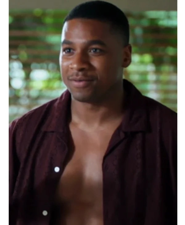Andrew Spencer Bachelor in Paradise S10 Camp-Collar Short-Sleeve Maroon Shirt