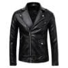 Mens Buston Black Shining Leather Biker Jacket