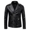 Mens Buston Black Shining Leather Biker Jacket