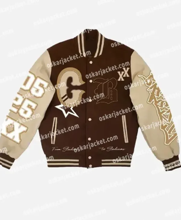 Breezy Bowl XX Brown And Beige Letterman Jacket