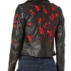 Buy Black Floral Leather Jacket For Women's
