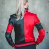 Buy Custom Design Harley Quinn Red and Black Genuine Leather Jackets