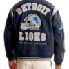 Defend The Den Detroit Lions Varsity Navy Full-Snap Wool Jacket