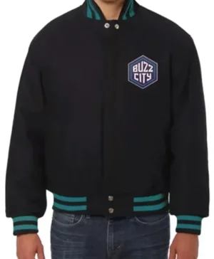 Charlotte Hornets Black Letterman Varsity Jacket