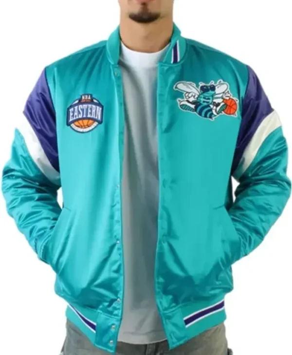 Charlotte Hornets Eastern Aqua Varsity Jacket