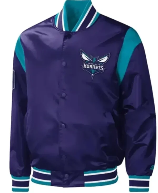 Charlotte Hornets Force Play Purple Varsity Jacket