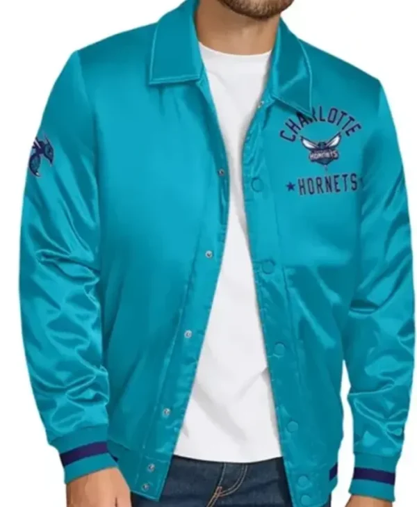 Charlotte Hornets Stitch Applique Teal Jacket