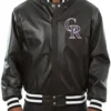 Colorado Rockies Black Leather Varsity Jacket