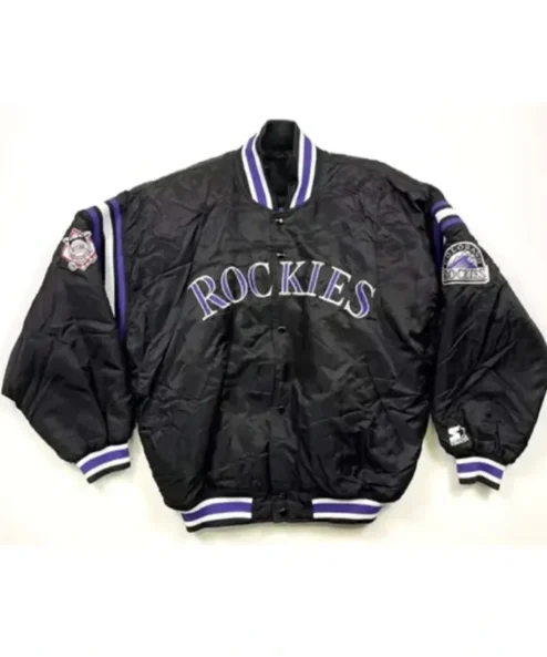 Colorado Rockies Diamond Collection Black Varsity Jacket