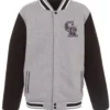 Colorado Rockies Grey And Black Varsity Jacket