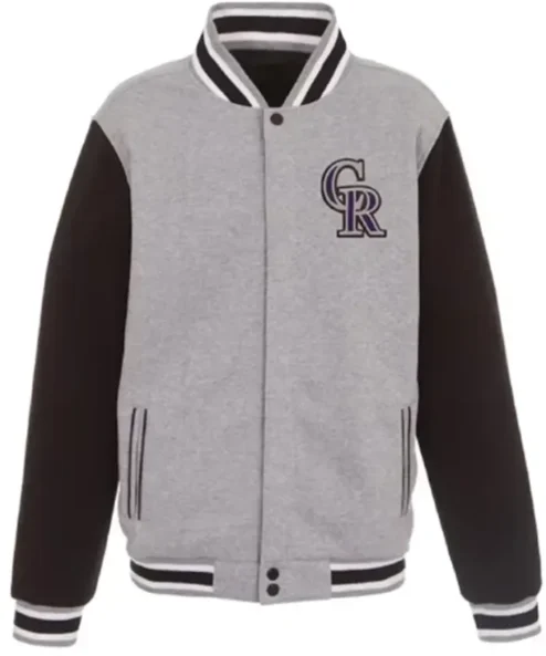 Colorado Rockies Grey And Black Varsity Jacket
