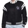 Colorado Rockies Printed Logo Black Varsity Jacket