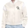 Colorado Rockies Printed Logo Cream Varsity Jacket