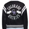 Colorado Rockies Printed Logo Varsity Black Jacket