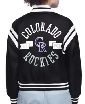 Colorado Rockies Printed Logo Varsity Black Jacket