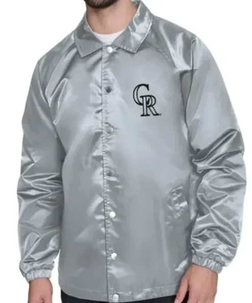 Colorado Rockies Retro Logo Coaches Silver Jacket