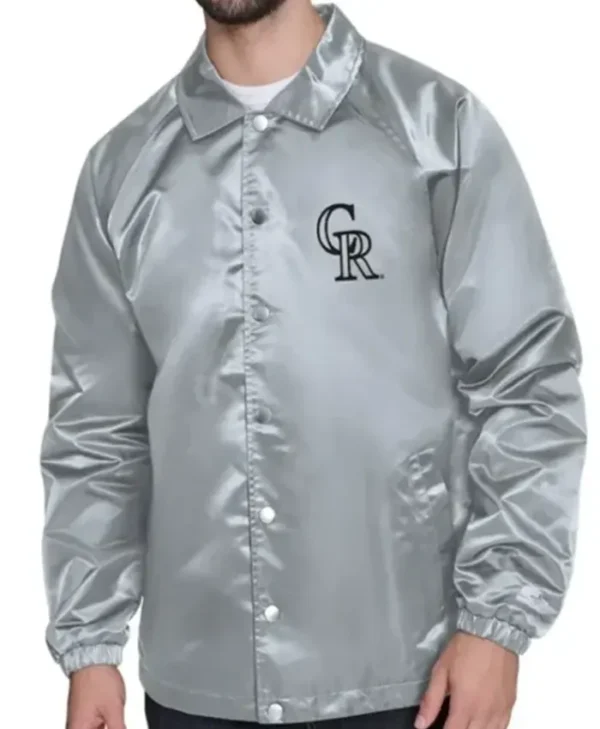 Colorado Rockies Retro Logo Coaches Silver Jacket