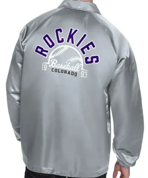 Colorado Rockies Retro Logo Silver Coaches Jacket