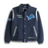 Buy Defend The Den Detroit Lions Varsity Navy Full-Snap Wool Jacket