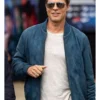 F1 British Grand Prix Brad Pitt Blue Bomber Suede Jacket