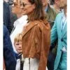 F1 2025 Pippa Middleton Brown Suede Leather Jacket