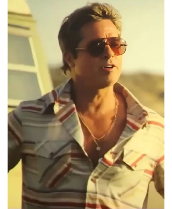 Brad Pitt Movie F1 Sonny Hayes Short Sleeve Striped Shirt