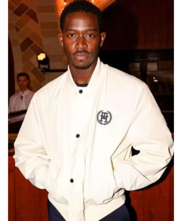 F1 The Movie 2025 Damson Idris White Bomber Jacket