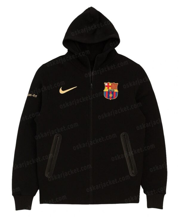 Order Now Men And Women Football Club Barcelona Tech Black Fleece Jacket For Sale