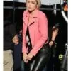 New York City Gigi Hadid Pink Biker Leather Jacket