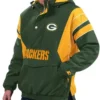 Green Bay Packers Green-Gold Half-Zip Pullover Hooded Jacket