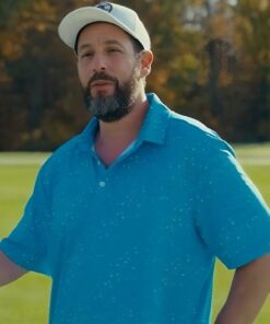 2025 Film Happy Gilmore 2 Adam Sandler Blue Polo Shirt