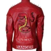 Snake Danger 2025 I Am Venomous Last Bite Studded Red Leather Jacket