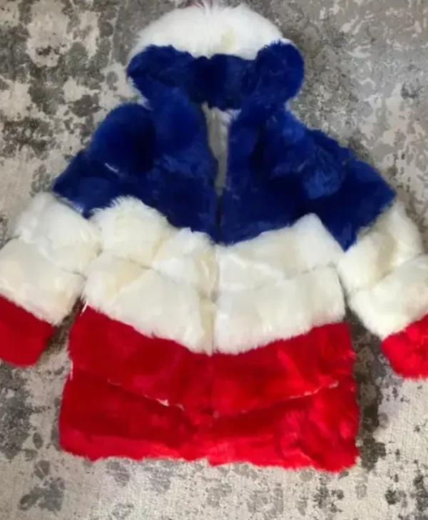 Larry Buffalo Bills Color Block Fur Coat