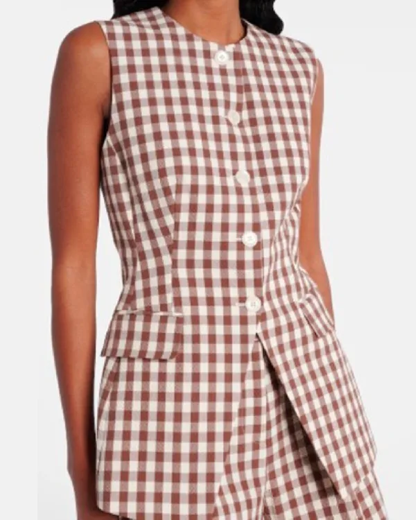 Mabel Mora TV Series Only Murders In The Building S05 Selena Gomez Gingham Vest