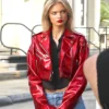 Elle Quist Maybelline Commercial 2025 Red Leather Jacket