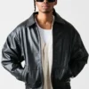 Mens 90’s Oversized Black Leather Jacket