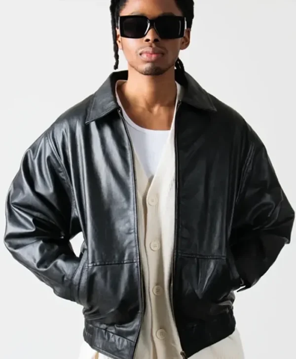 Mens 90’s Oversized Black Leather Jacket