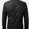 Mens Black Slim Fit Quilted Biker Leather Jacket