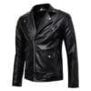 Black Biker Buston Shining Leather Jacket For Mens