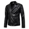 Black Biker Buston Shining Leather Jacket For Mens