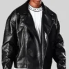Mens Oversized Black Biker Jacket